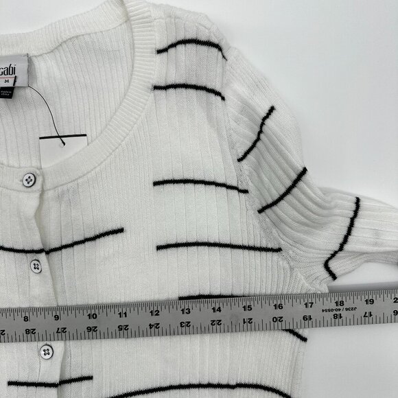 NWT Cabi #5638 Dashes Ribbed Duster Cardigan White Striped MEDIUM Sweater - Picture 4 of 4